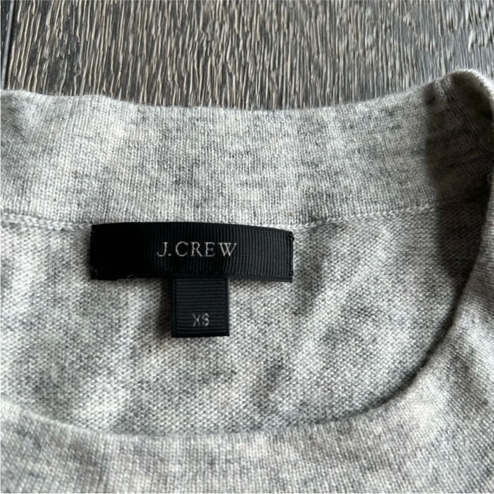 J. Crew Gray Black Colorblock Lace Panel Wool-Blend Sweater Size XS